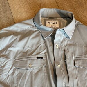 PONCHO Grey Men’s Longsleeve snap up shirt, like new, 🆕 size Large